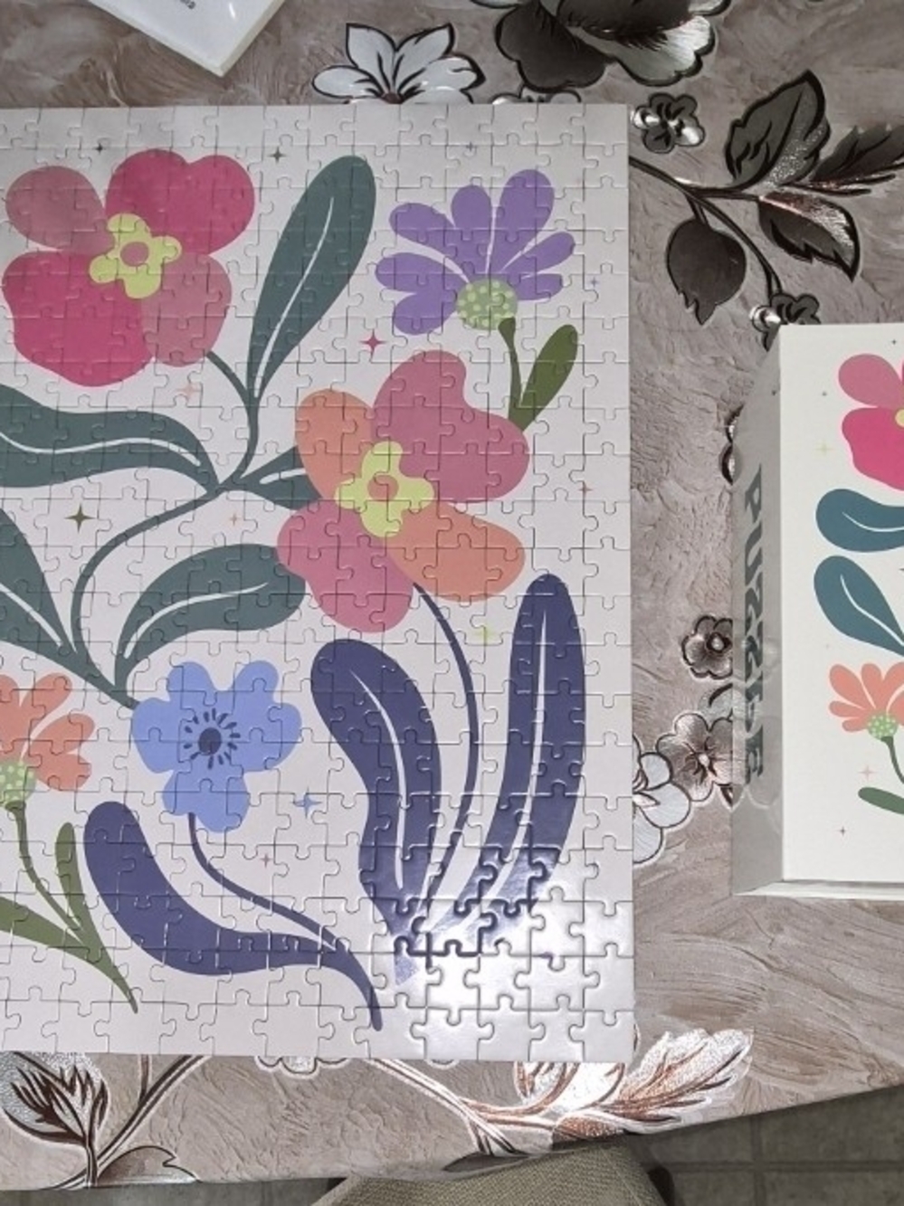 Floral Art Poster Puzzle - Pink & Purple Bloom